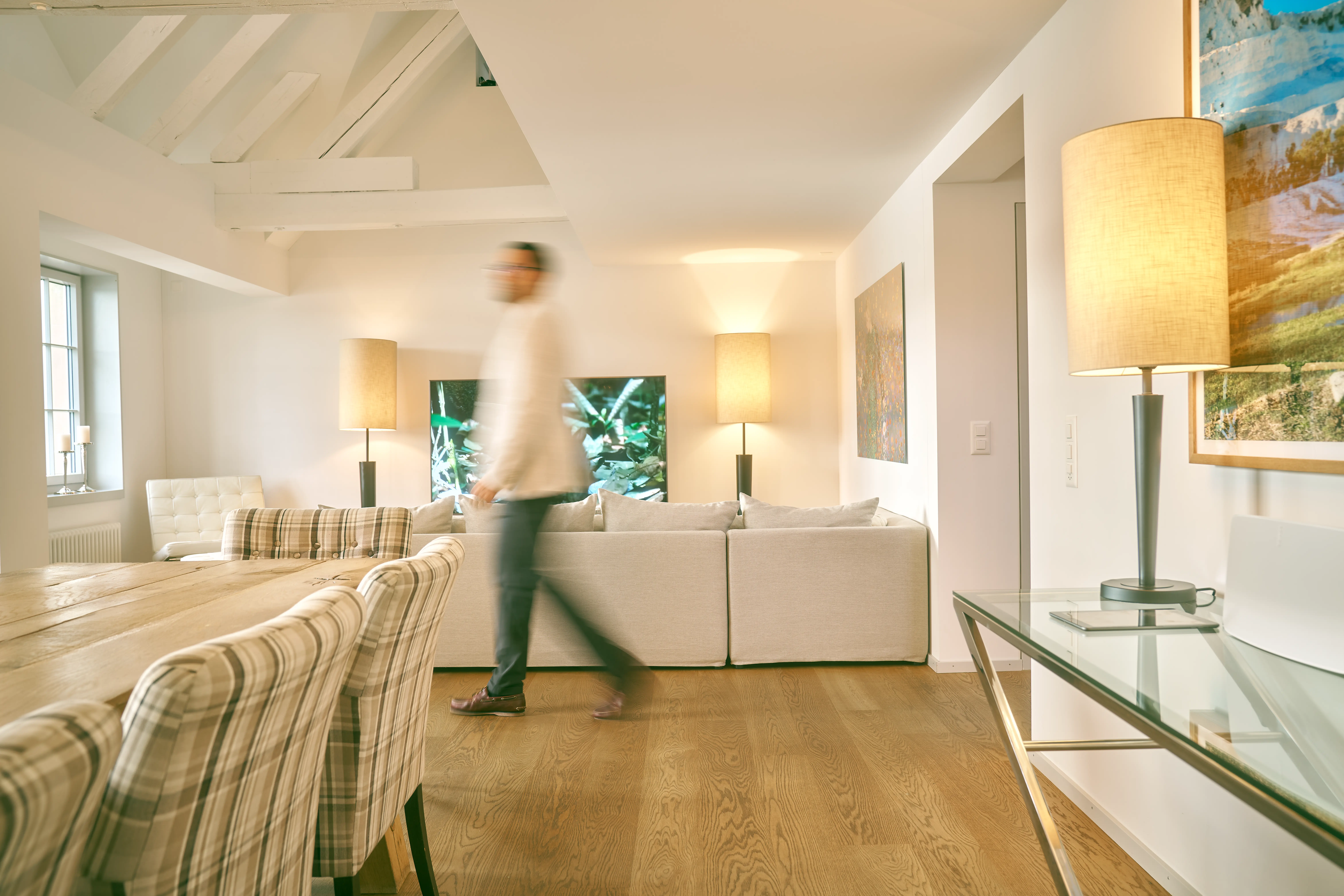 Serene lakeside residence interior