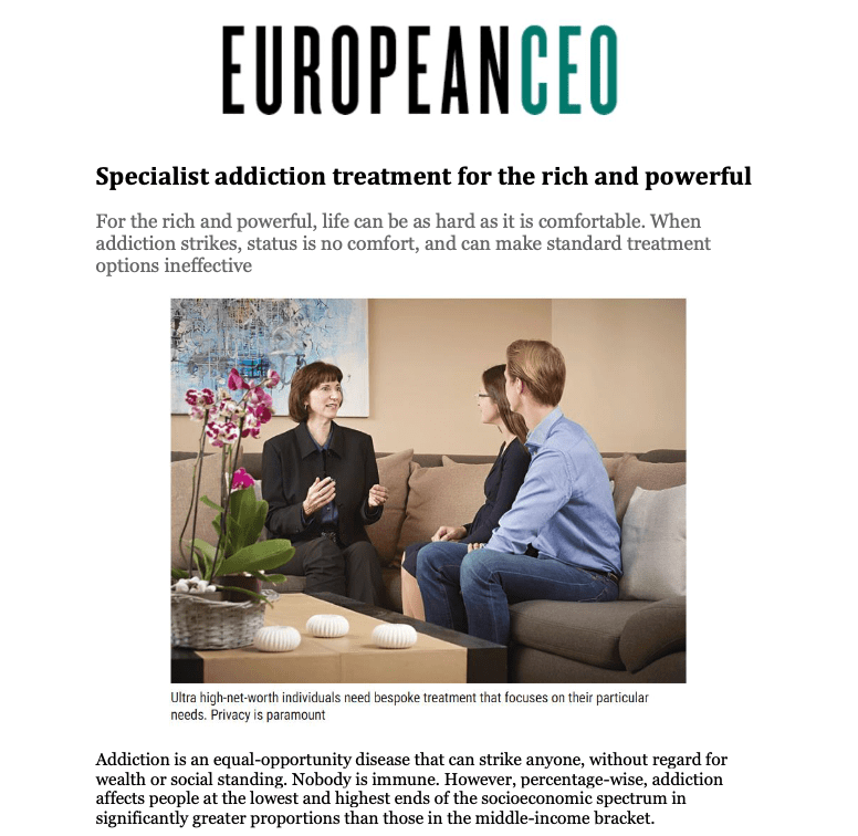 European CEO article on specialist addiction treatment