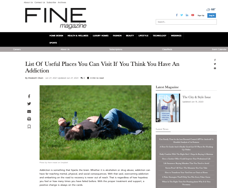 Fine Magazine article about Paracelsus Recovery