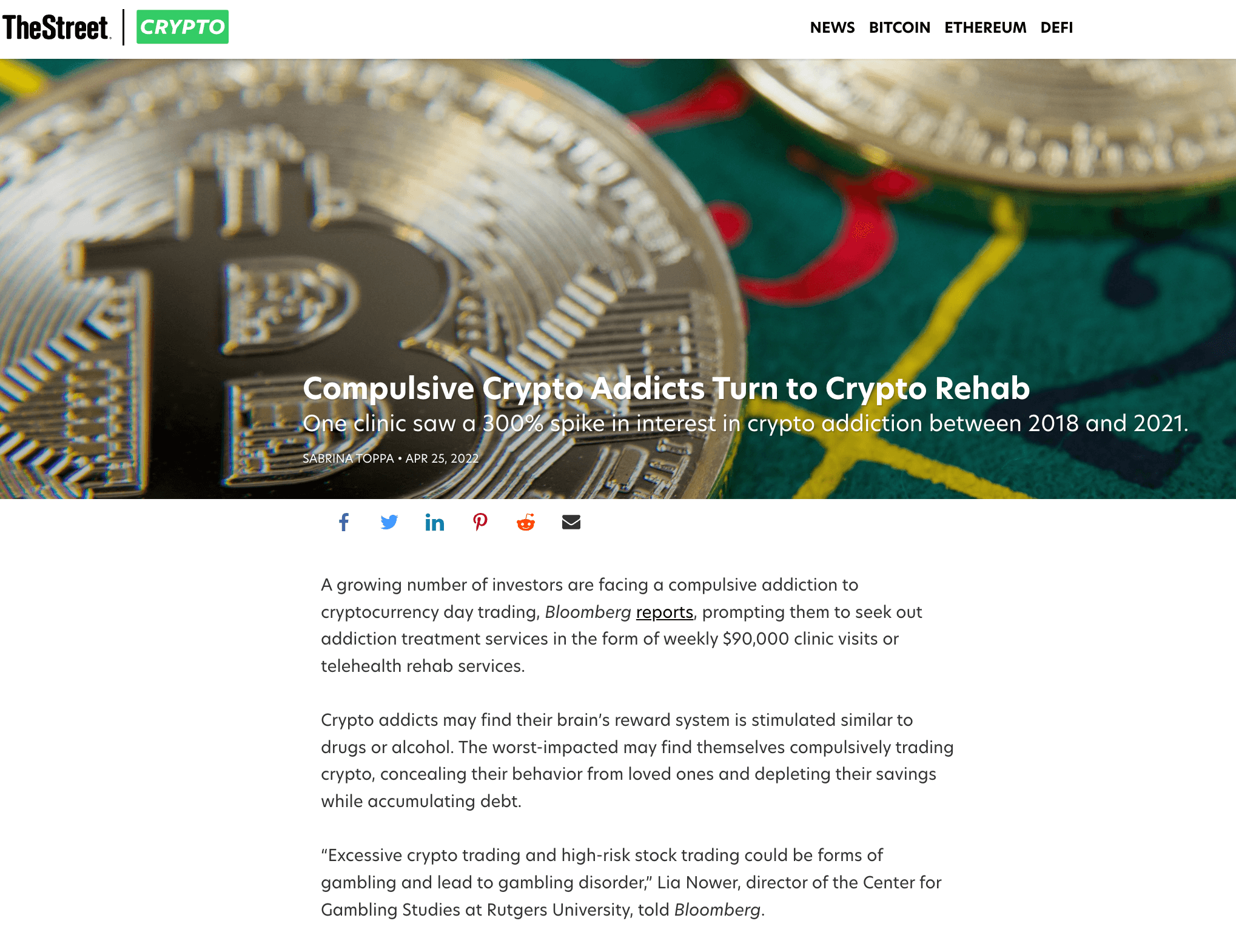 Compulsive Crypto Addicts Turn to Crypto Rehab - The Street article