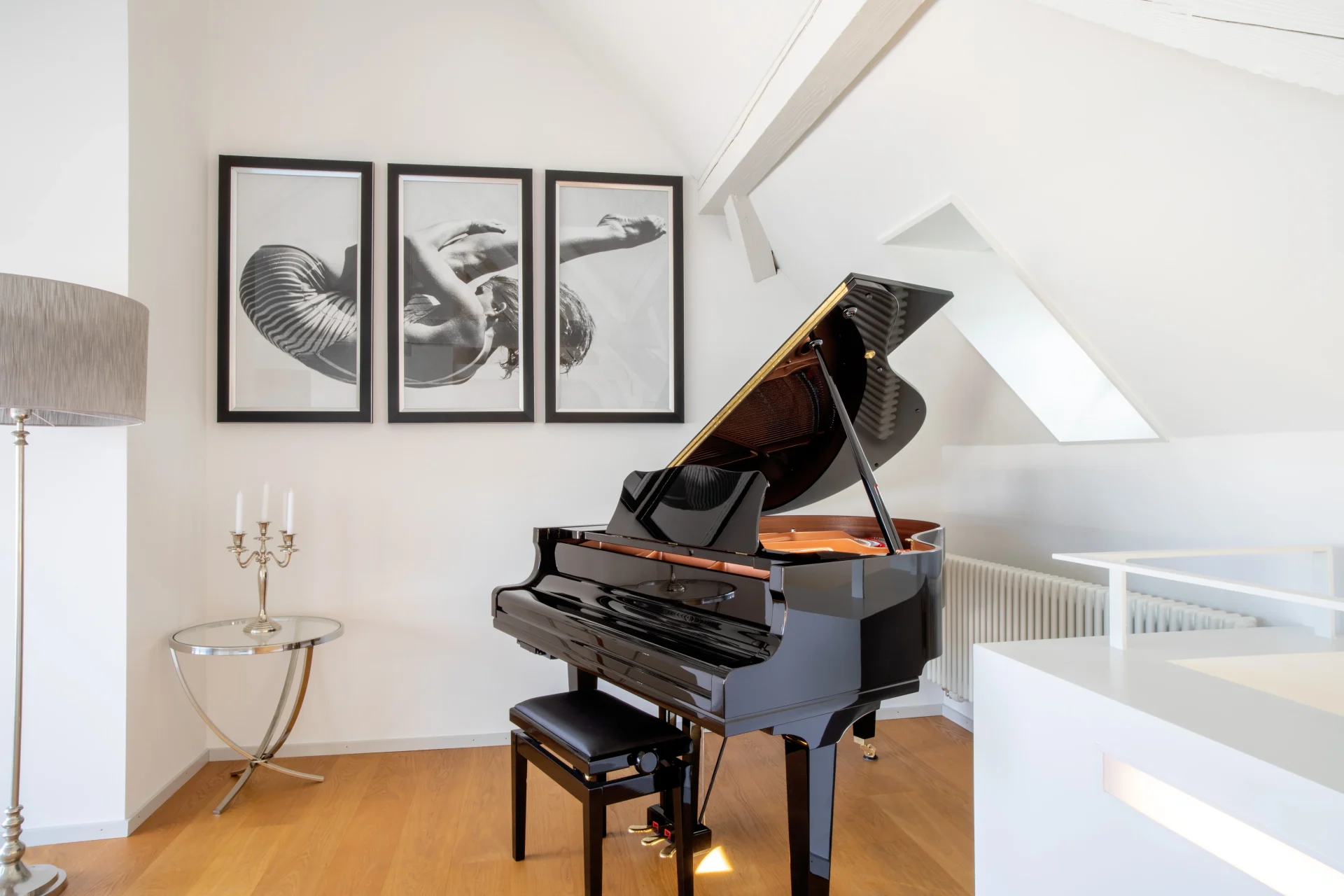 Grand piano in the Equilibria residence living area